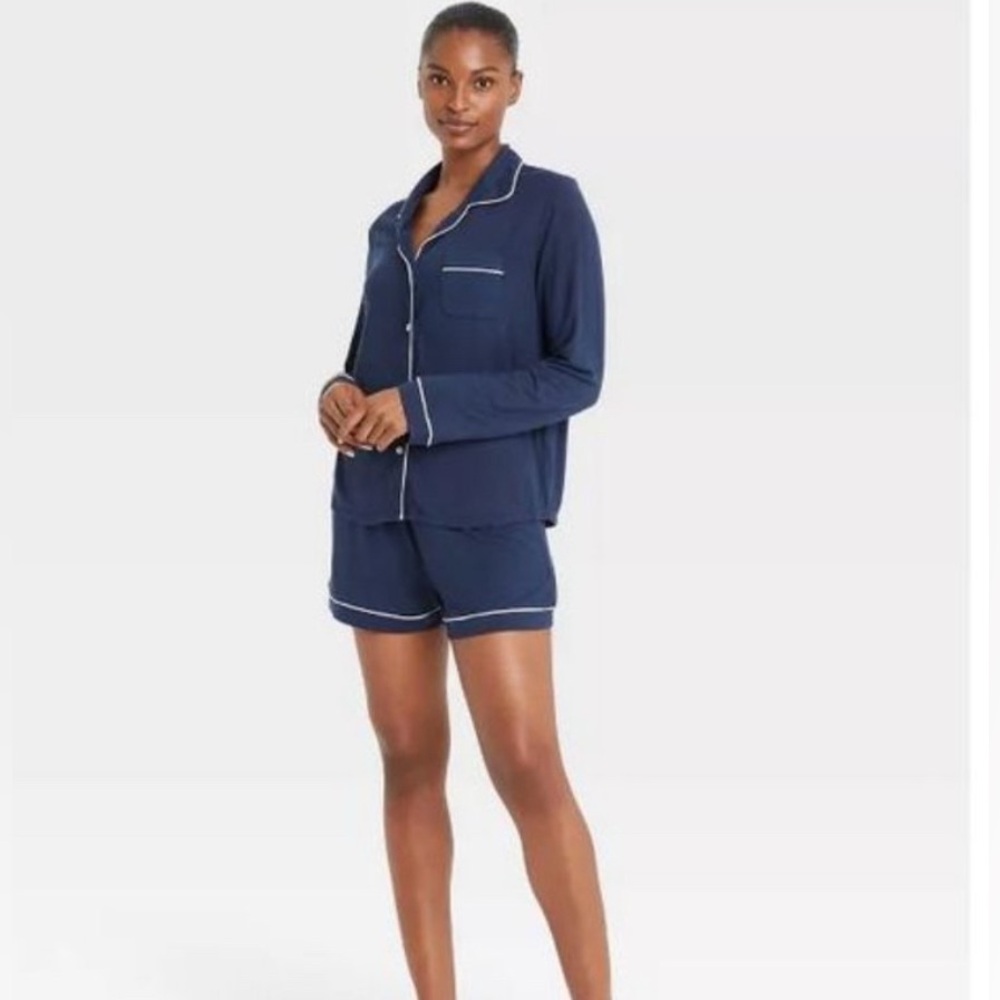 Stars Above Beautifully Soft Long Sleeve Notch Collar Top and Shorts pajama set